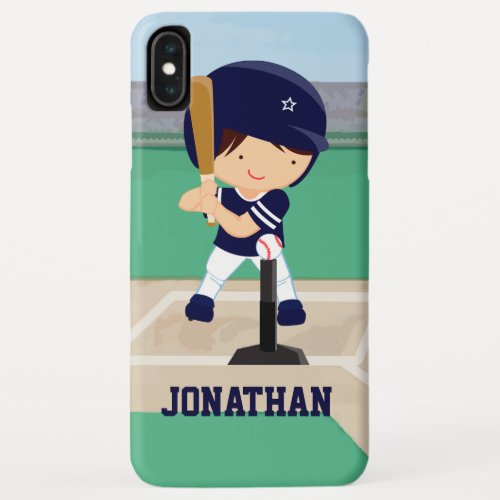 Personalized Cute Baseball cartoon player iPhone XS Max Case