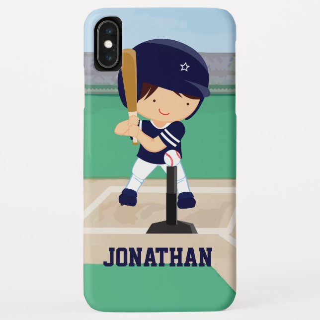Personalized Cute Baseball cartoon player Case-Mate iPhone Case (Back)