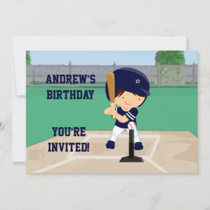 Personalized Cute Baseball cartoon player Invitation