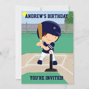 Personalized Cute Baseball cartoon player Invitation