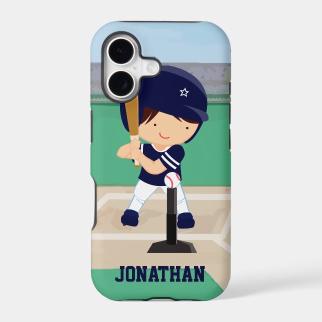 Personalized Cute Baseball cartoon player Iphone Case (Back)
