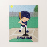 Personalized Cute Baseball Cartoon Player Jigsaw Puzzle at Zazzle