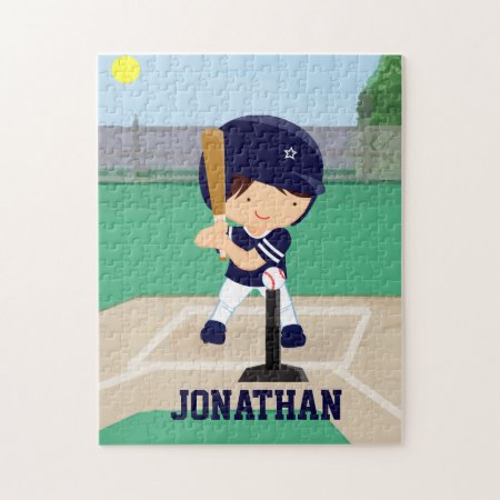 Personalized Cute Baseball Cartoon Player Jigsaw Puzzle