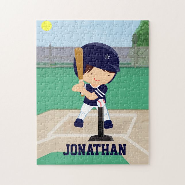 Personalized Cute Baseball cartoon player Jigsaw Puzzle (Vertical)