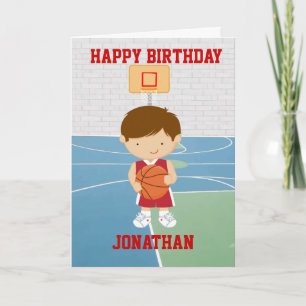 Personalized Cute basketball Birthday Card