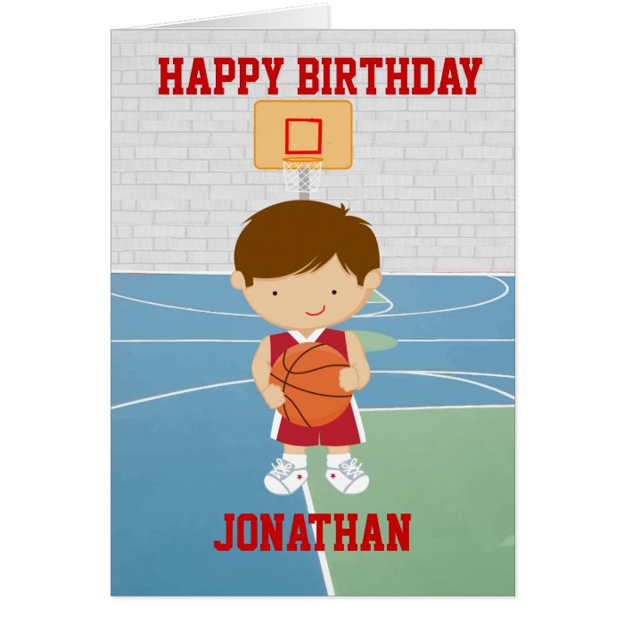 Personalized Cute basketball Birthday Card