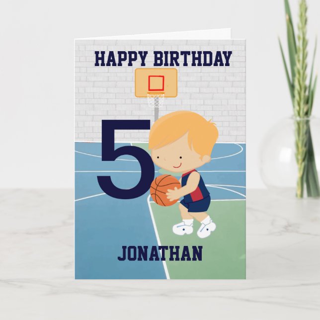 Personalized Cute basketball Birthday Card (Front)