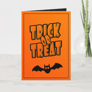 Personalized Cute Bat Trick or Treat Greetings Card