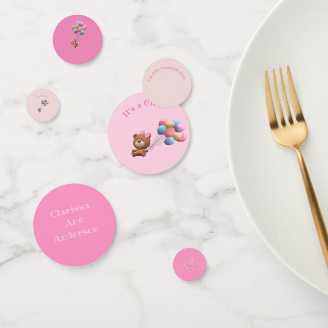 Personalized Cute Bear and Balloons  Confetti (Group)