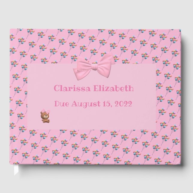 Personalized Cute Bear and Balloons    Guest Book (Front)
