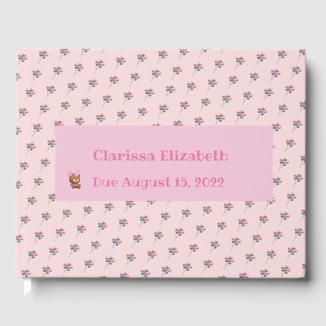 Personalized Cute Bear and Balloons    Guest Book (Front)