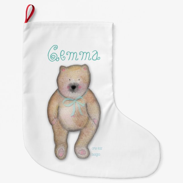 Personalized cute bear Christmas Stocking (Front)