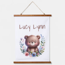 Personalized Cute Bear Cub Nursery Wall Art