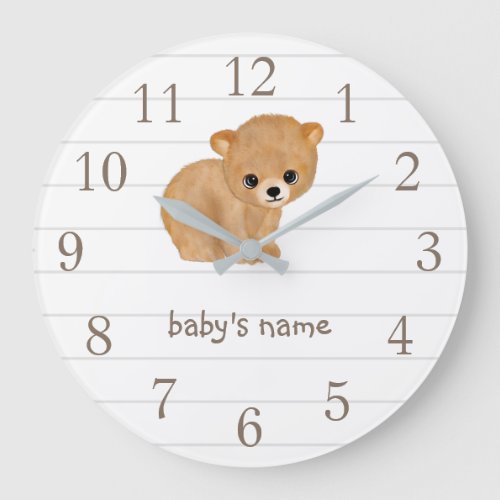 Personalized Cute Bear Nursery Wall Clock