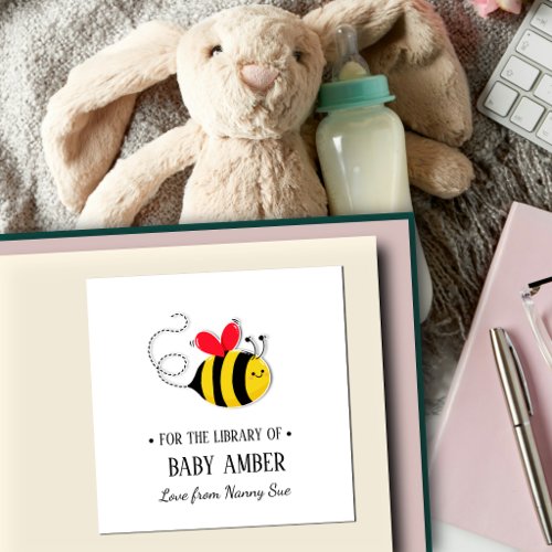 Personalized Cute Bee Baby Bookplate Sticker
