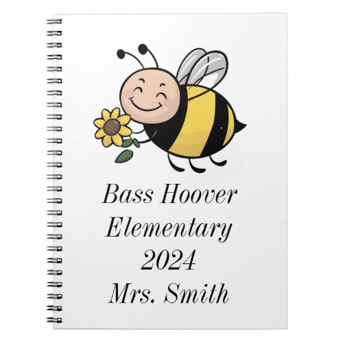 Personalized Cute Bee School Notebook _ Teachers