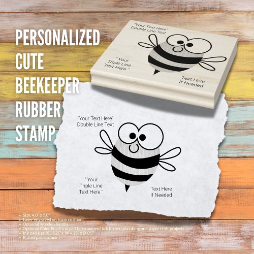 Personalized Cute Beekeeper Rubber Stamp