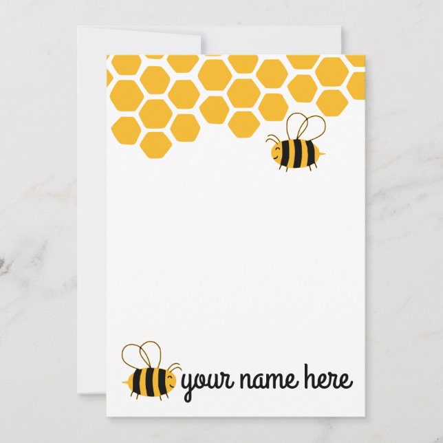 Personalized Cute Bees Notecards (Front)