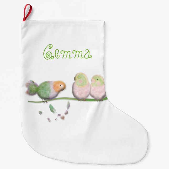 Personalized cute bird Christmas Stocking (Front)