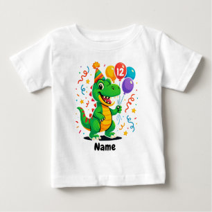 Personalized Cute Birthday Dino Kids Baby T-Shirt
