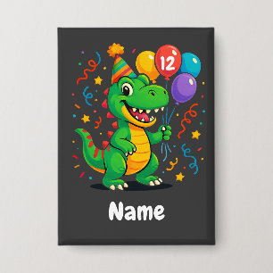 Personalized Cute Birthday Dino Kids Button