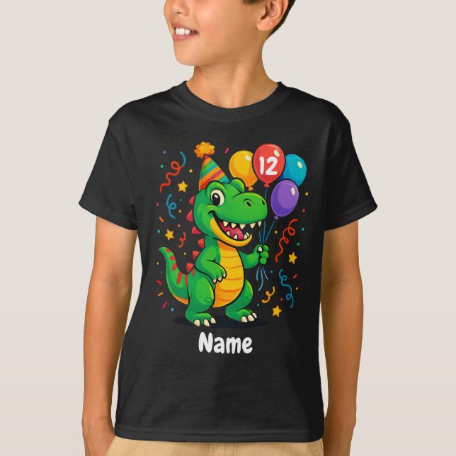 Personalized Cute Birthday Dino Kids  T-Shirt (Front)
