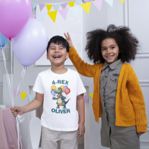 Personalized Cute Birthday Dinosaur T-shirt Tri-Blend Shirt