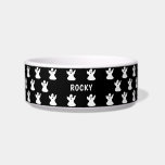 Personalized Cute Black And White Ghost Halloween Bowl<br><div class="desc">Spoil your furry friend for October with this Personalized Cute Black And White Ghost Halloween Bowl. It is modern designed with black background and adorable white ghosts pattern around the bowl. The front of bowl is personalized with your pet's name in bold white lettering. CLICK PERSONALIZE TEMPLATE OPTION AND ENTER...</div>