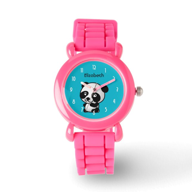 Personalized Cute Black and White Panda Bear Watch (Front)