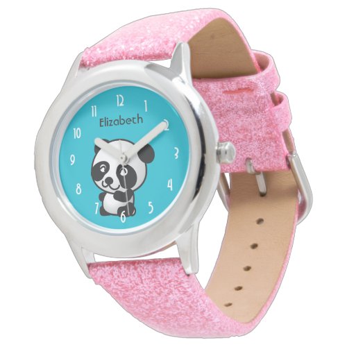Personalized Cute Black and White Panda Bear Watch