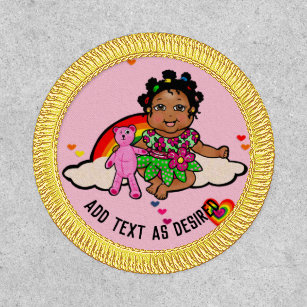Personalized Cute Black Baby Girl Rainbow Patch