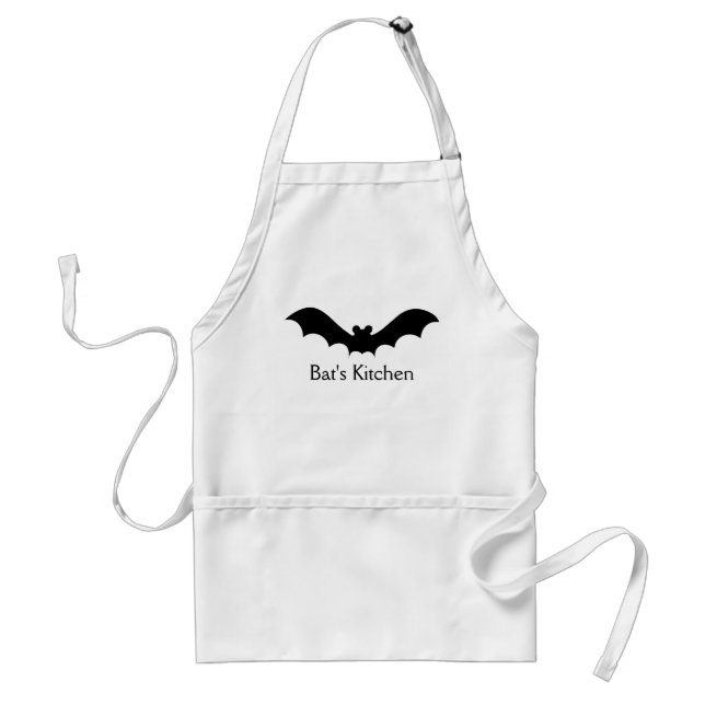 Personalized Cute Black Halloween Bat Silhouette Adult Apron (Front)