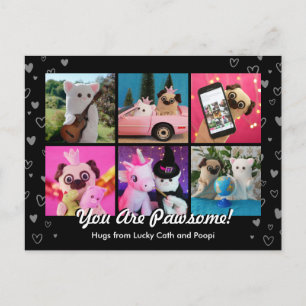 Personalized Cute Black Hearts Photo Modern Postcard