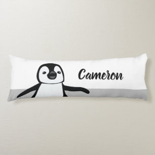 Personalized Cute Black white Penguin Illustration Body Pillow
