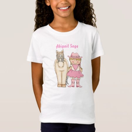 Personalized Cute Blond Cowgirl And Horse Western T-shirt