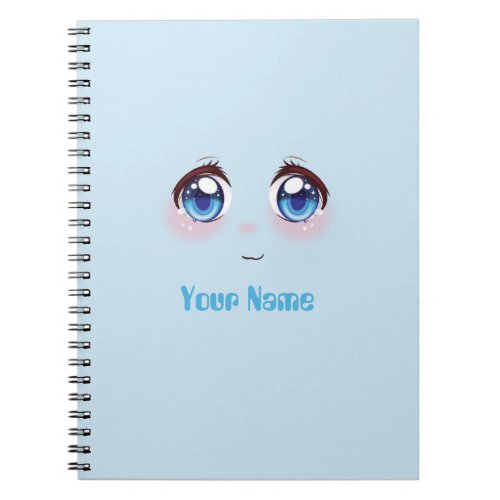 Personalized cute blue anime eyes  notebook