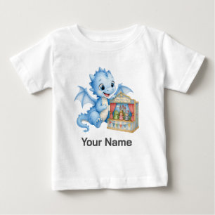 Personalized Cute Blue Baby Dragon Puppet Theater T-Shirt