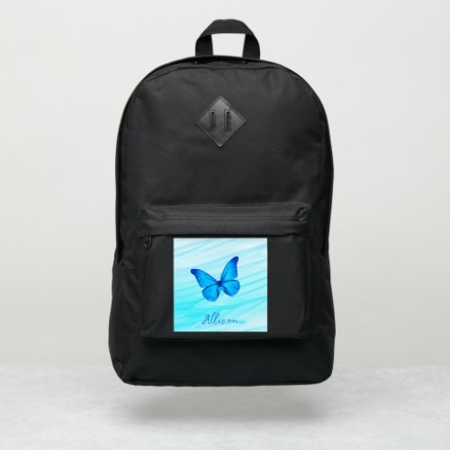 Personalized Cute Blue Butterfly Your Name Port Authority Backpack