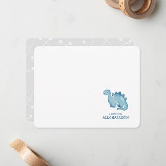 Personalized Cute Blue Dinosaur Note Card