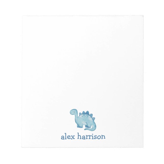 Personalized cute blue dinosaur notepad (Front)