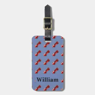 Personalized Cute Blue Kids Firetruck luggage tag