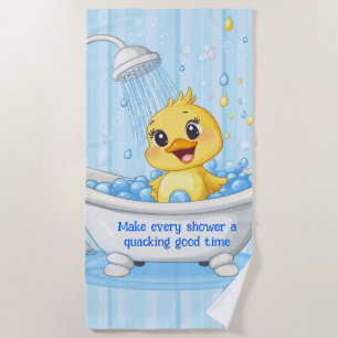 Personalized Cute Blue Rubber Duck Shower Curtain Beach Towel