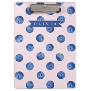 Personalized Cute Blueberry Watercolor Gift Name Clipboard