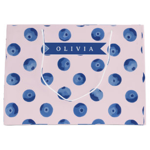 Personalized Cute Blueberry Watercolor Gift Name Large Gift Bag
