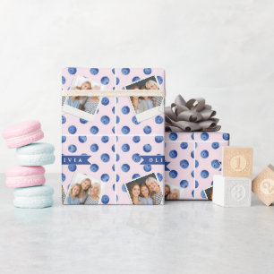 Personalized Cute Blueberry Watercolor Gift Name Wrapping Paper