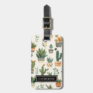 Personalized Cute Boho Potted Plants Luggage Tag