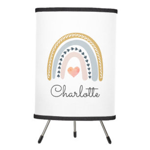 Personalized Cute Boho Watercolor Rainbow Girl Tripod Lamp