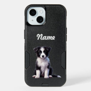 Personalized Cute Border Collie Puppy iPhone 15 Case
