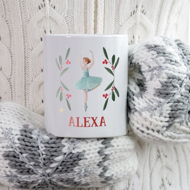 Personalized Cute Botanical Ballerina Christmas Coffee Mug (Personalised Cute Botanical Ballerina Christmas Coffee Mug
)