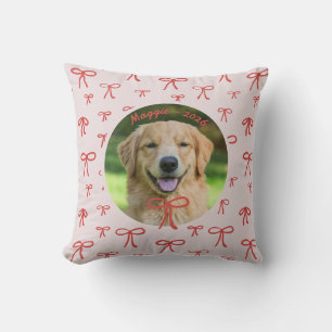 Personalized Cute Bow Pattern Pet Photo Pillow